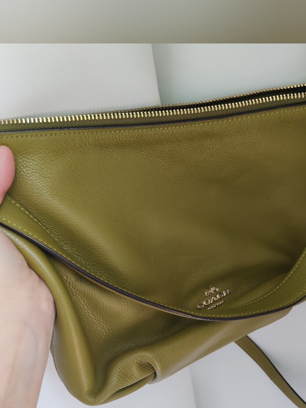Coach Green Leather Bag with Finish